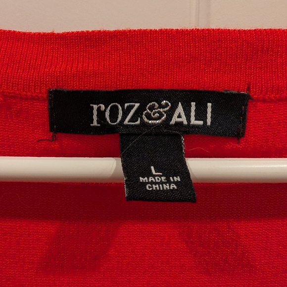 Roz & Ali Vibrant Red Cardigan Sweater - Picture 2 of 4